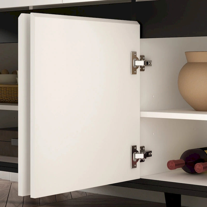 Madia Buffet Cassettiera Tavolo Console Bianco/Nero 4 Ante 4 Cassetti