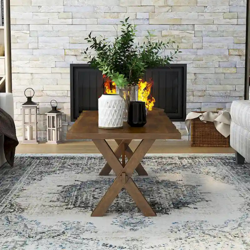 Tavolino da caffè Mav in legno massello di noce transizionale da 47 pollici di Furniture of America