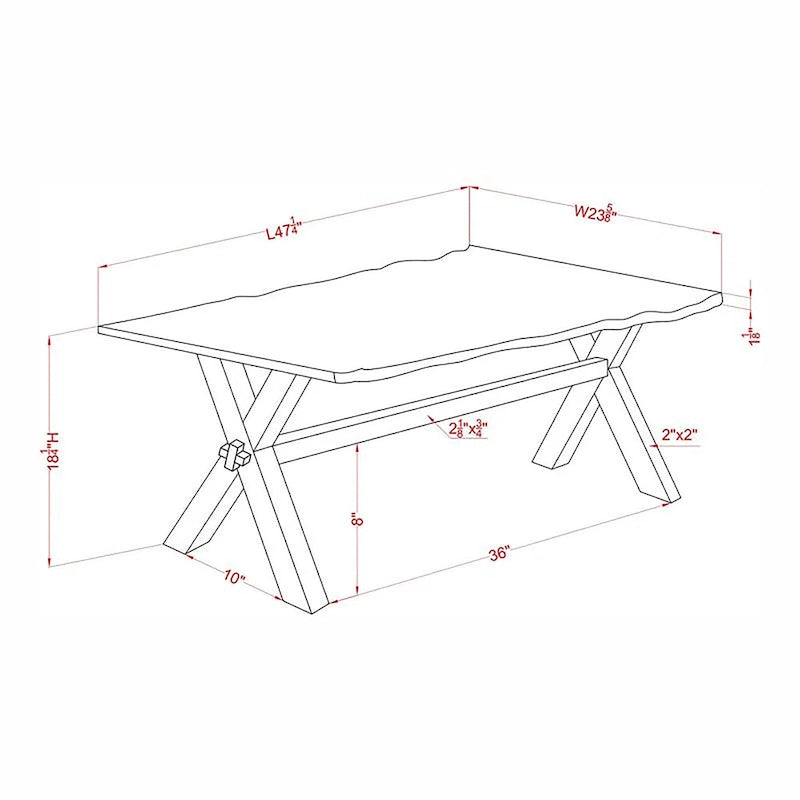 Tavolino da caffè Mav in legno massello di noce transizionale da 47 pollici di Furniture of America
