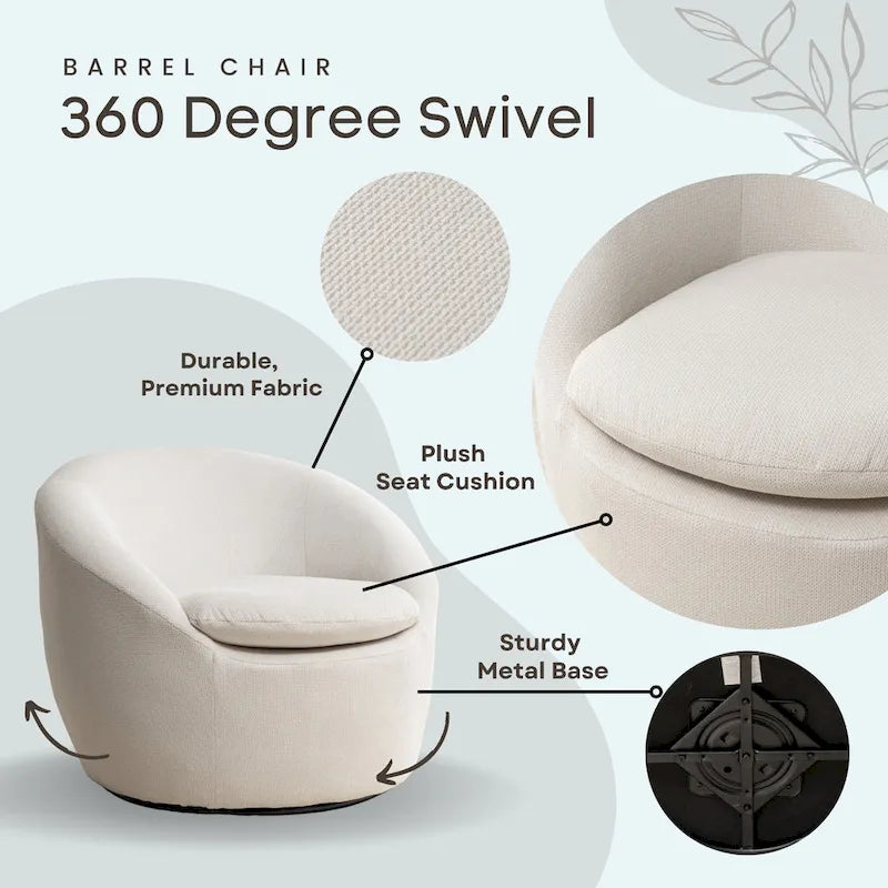 Roundhill Furniture Winnie Modern Swivel Barrel Chair