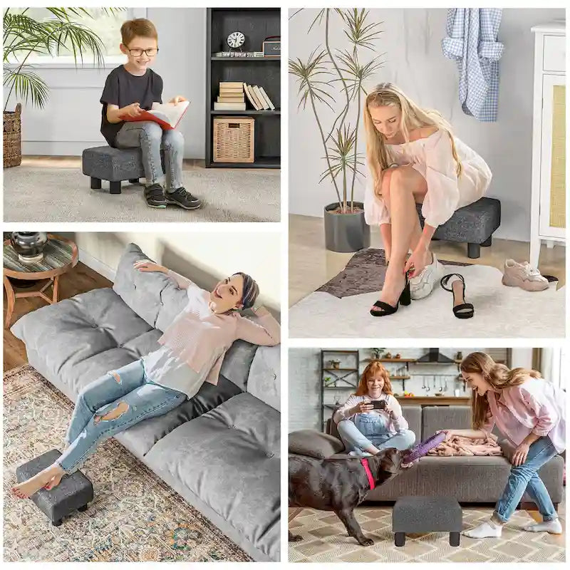 Poggiapiedi Pouf Moderno in Lino a Cubo 16