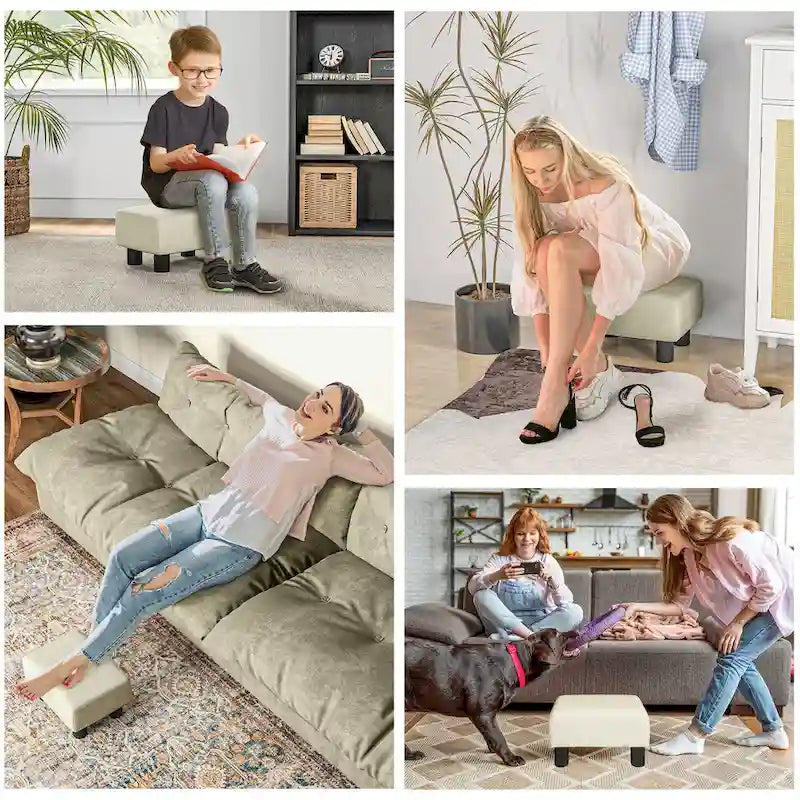 Poggiapiedi Pouf Moderno in Lino a Cubo 16
