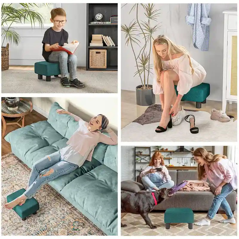 Poggiapiedi Pouf Moderno in Lino a Cubo 16