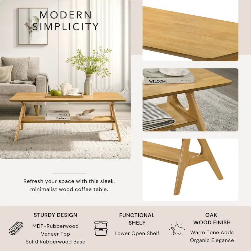Set da 3 tavolini da caffè in legno Arona di Roundhill Furniture, stile moderno di metà secolo