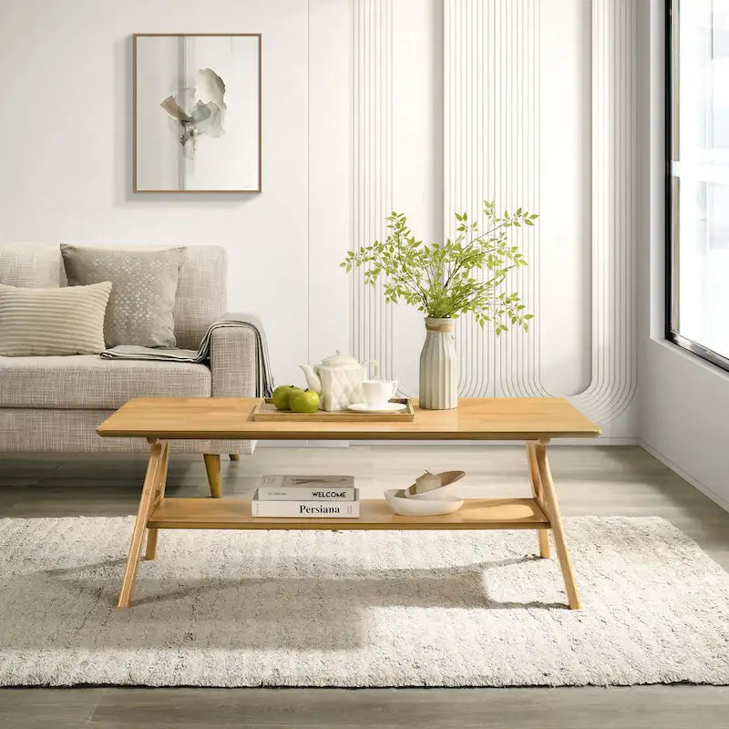 Set da 3 tavolini da caffè in legno Arona di Roundhill Furniture, stile moderno di metà secolo