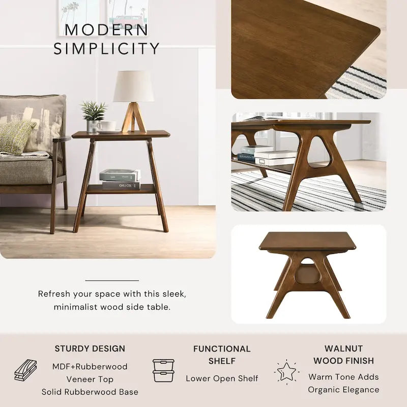 Set da 3 tavolini da caffè in legno Arona di Roundhill Furniture, stile moderno di metà secolo