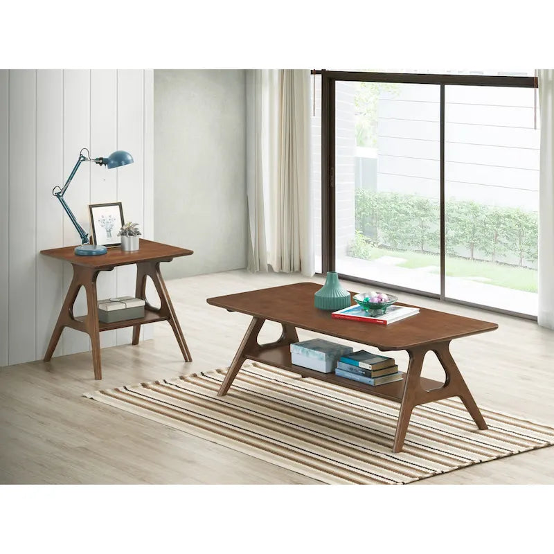 Set da 3 tavolini da caffè in legno Arona di Roundhill Furniture, stile moderno di metà secolo