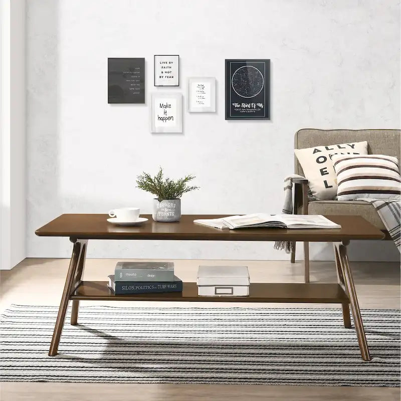 Set da 3 tavolini da caffè in legno Arona di Roundhill Furniture, stile moderno di metà secolo