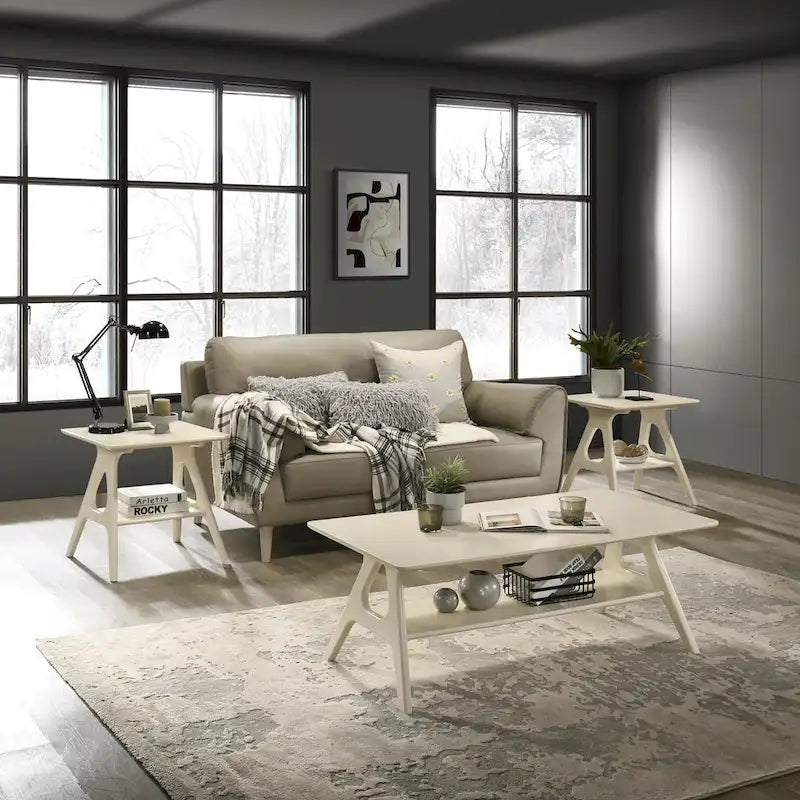 Set da 3 tavolini da caffè in legno Arona di Roundhill Furniture, stile moderno di metà secolo