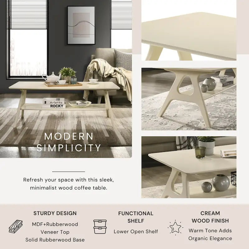 Set da 3 tavolini da caffè in legno Arona di Roundhill Furniture, stile moderno di metà secolo
