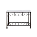 Kitchen Island with Marble Top in White and Gray
