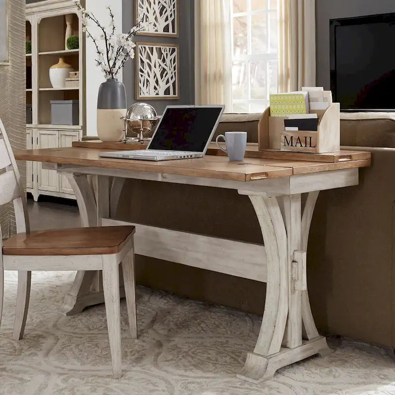 Tavolo da divano con coperchio a ribalta antico bianco "Farmhouse Reimagined"