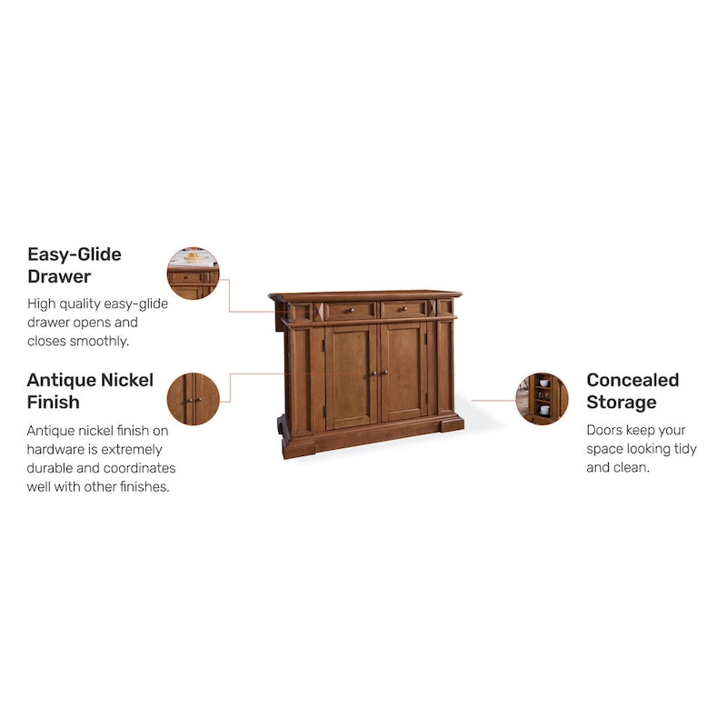 Isola da Cucina Americana Distressed Cottage Oak con Ribalta