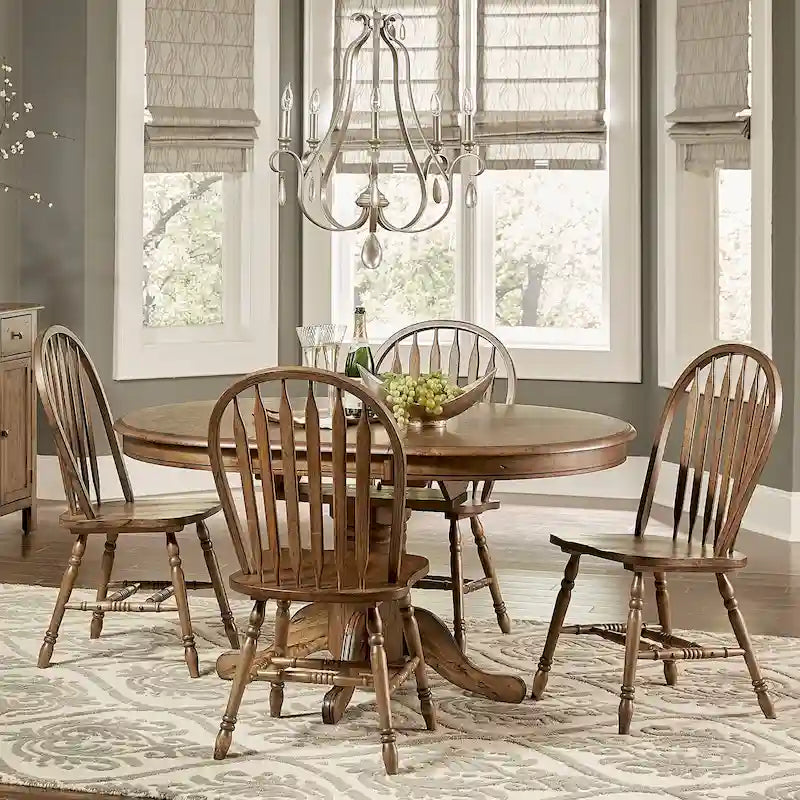 Set da 5 pezzi con tavolo a piedistallo Carolina Crossing, color miele anticato