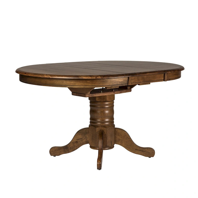 Set da 5 pezzi con tavolo a piedistallo Carolina Crossing, color miele anticato