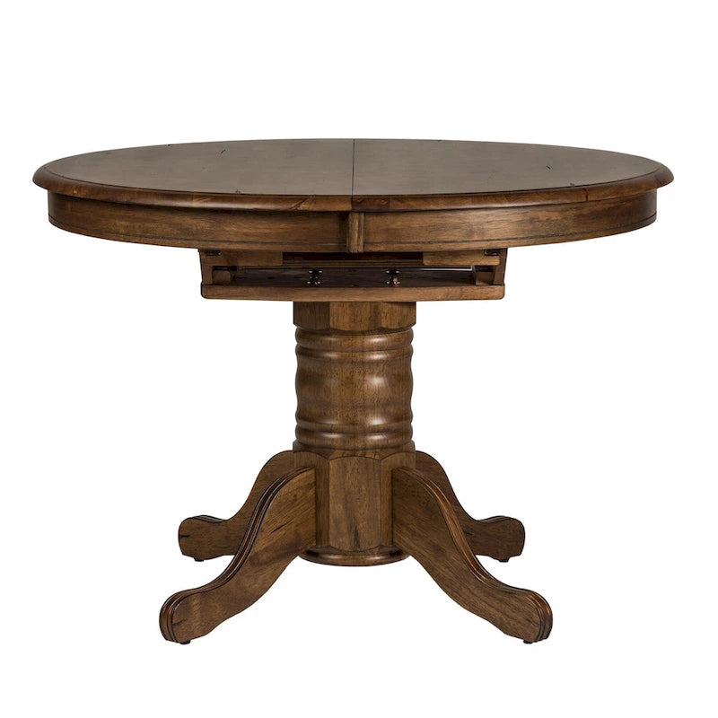Set da 5 pezzi con tavolo a piedistallo Carolina Crossing, color miele anticato
