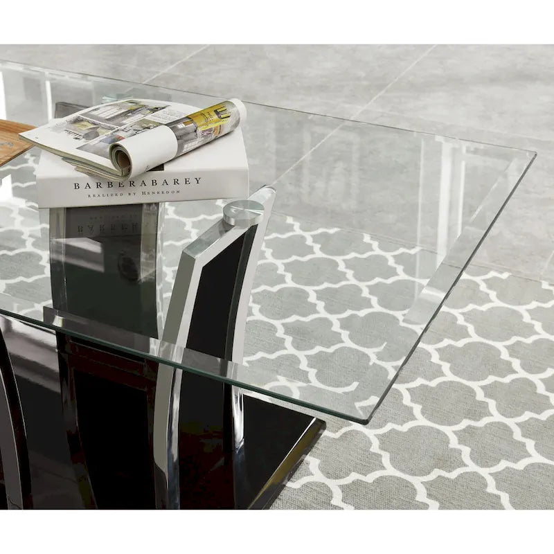 Tavolino da caffè McAvory Modern da 47 pollici con piano in vetro e 1 ripiano di Silver Orchid
