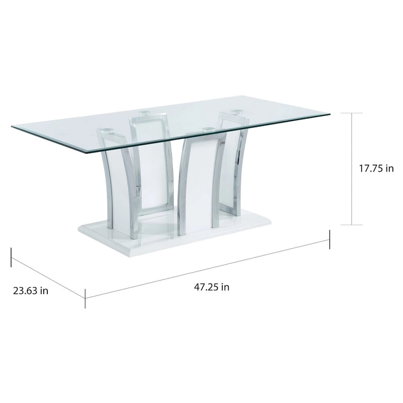 Tavolino da caffè McAvory Modern da 47 pollici con piano in vetro e 1 ripiano di Silver Orchid