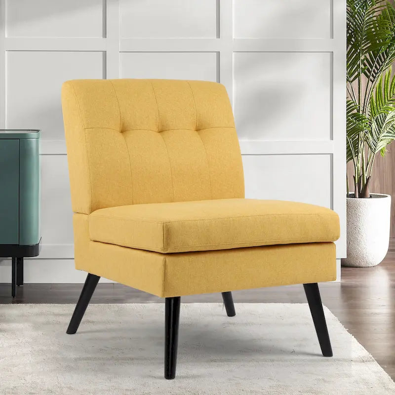 Mid Century Modern Solid Wood Tufted Accent Chair Side Chair for Lounge, Living Room