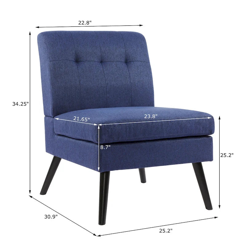 Mid Century Modern Solid Wood Tufted Accent Chair Side Chair for Lounge, Living Room