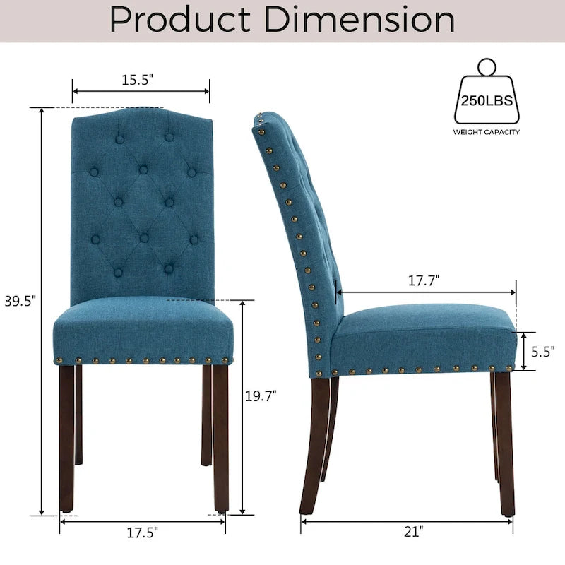 Fabric Upholstered Tufted Dining Chairs with Nailhead Trim Set of 4