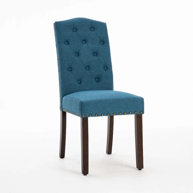 Fabric Upholstered Tufted Dining Chairs with Nailhead Trim Set of 4