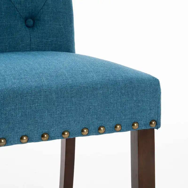 Fabric Upholstered Tufted Dining Chairs with Nailhead Trim Set of 4