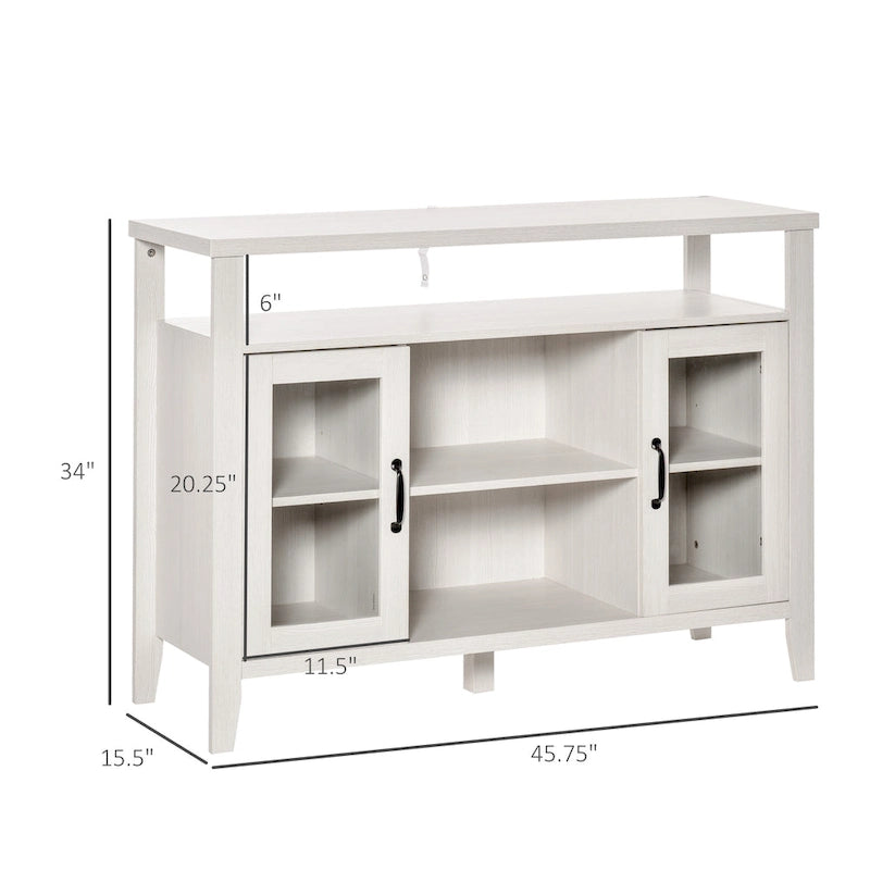 HOMCOM Farmhouse Sideboard Buffet Cabinet, Coffee Bar Cabinet with Storage Shelves, Kitchen Cabinet with 2 Framed Glass Doors
