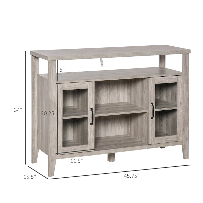 HOMCOM Farmhouse Sideboard Buffet Cabinet, Coffee Bar Cabinet with Storage Shelves, Kitchen Cabinet with 2 Framed Glass Doors