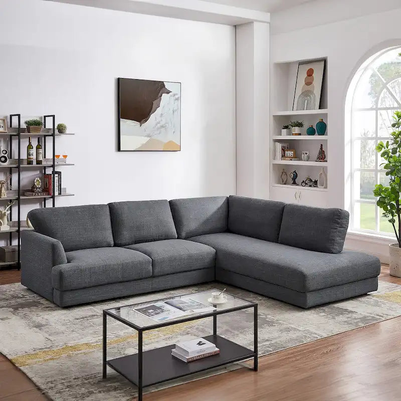 Gloria Mid-century Modern Cozy Sectional Linen Sofa