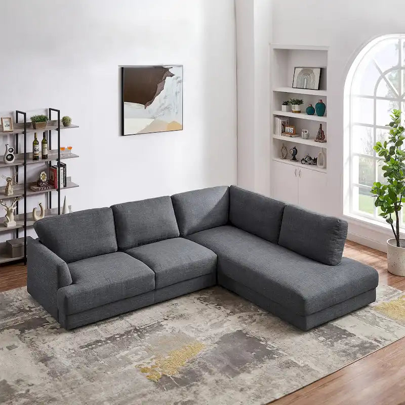 Gloria Mid-century Modern Cozy Sectional Linen Sofa