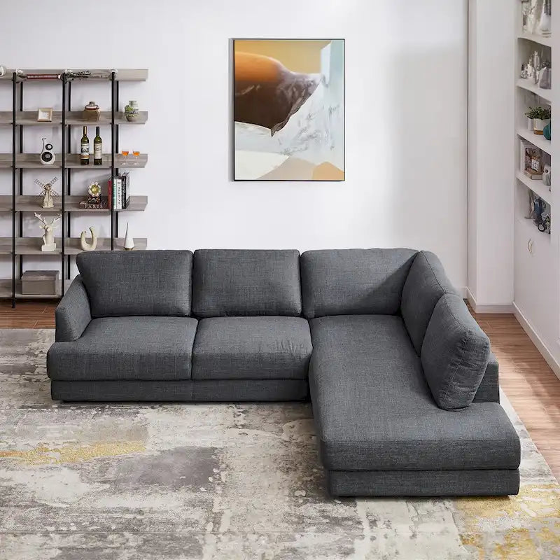 Gloria Mid-century Modern Cozy Sectional Linen Sofa
