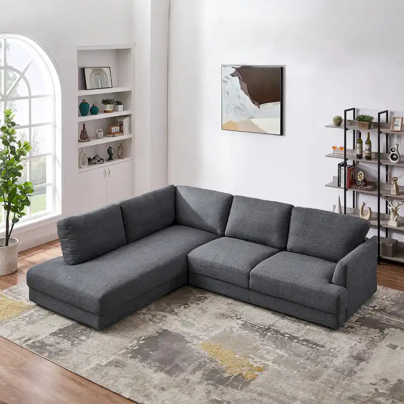 Gloria Mid-century Modern Cozy Sectional Linen Sofa
