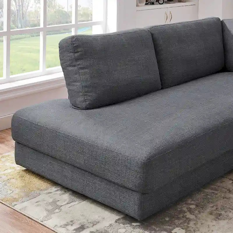 Gloria Mid-century Modern Cozy Sectional Linen Sofa