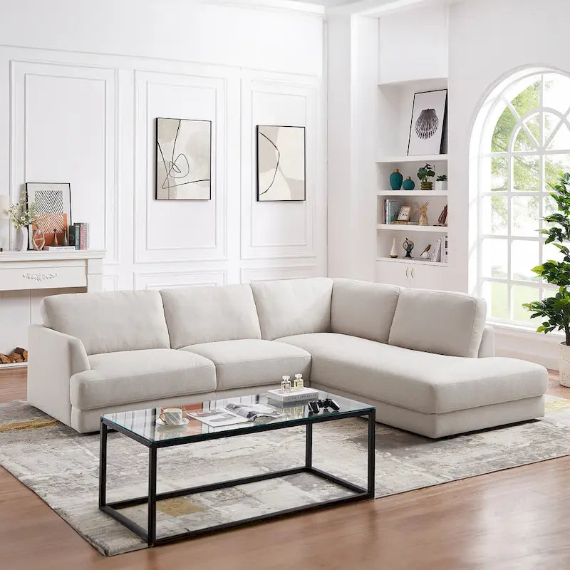 Gloria Mid-century Modern Cozy Sectional Linen Sofa