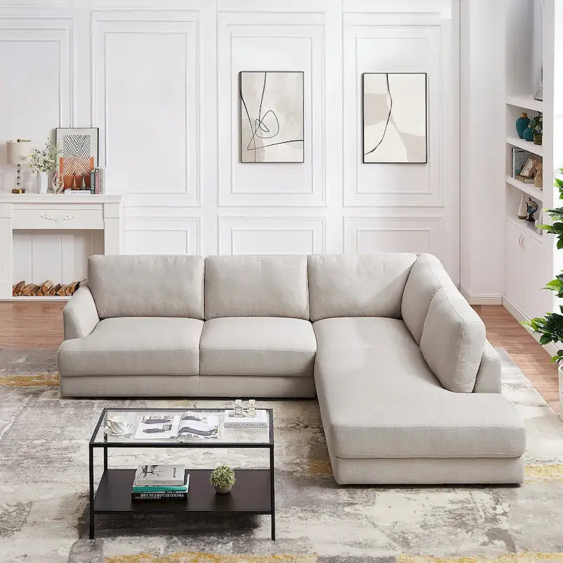 Gloria Mid-century Modern Cozy Sectional Linen Sofa