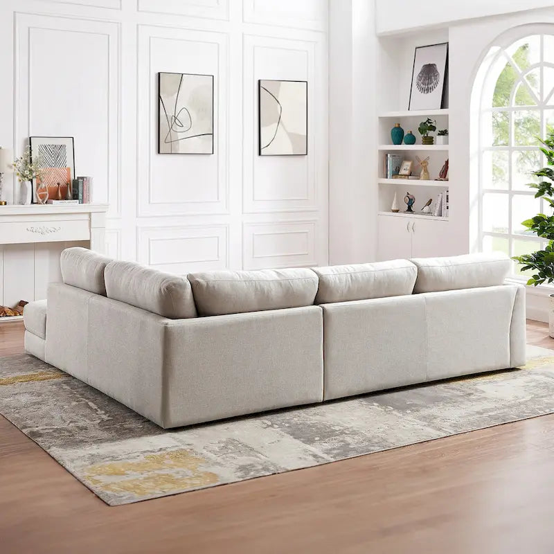 Gloria Mid-century Modern Cozy Sectional Linen Sofa