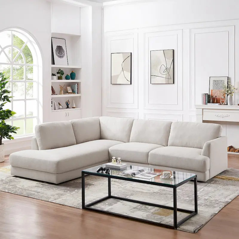 Gloria Mid-century Modern Cozy Sectional Linen Sofa