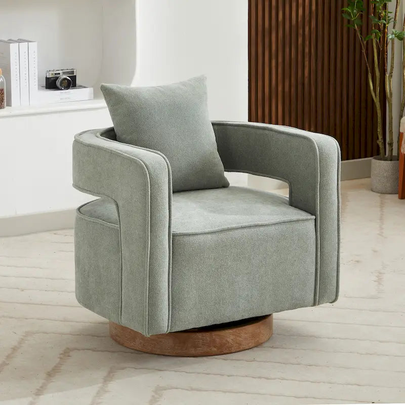 Poltrona girevole imbottita in tessuto Bouclé, 74 cm