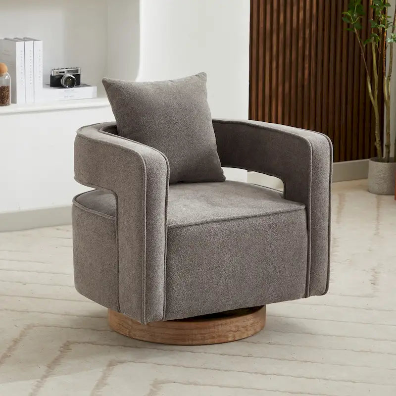Poltrona girevole imbottita in tessuto Bouclé, 74 cm