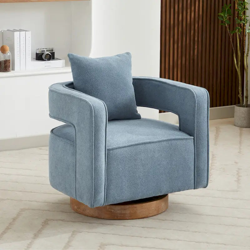 Poltrona girevole imbottita in tessuto Bouclé, 74 cm