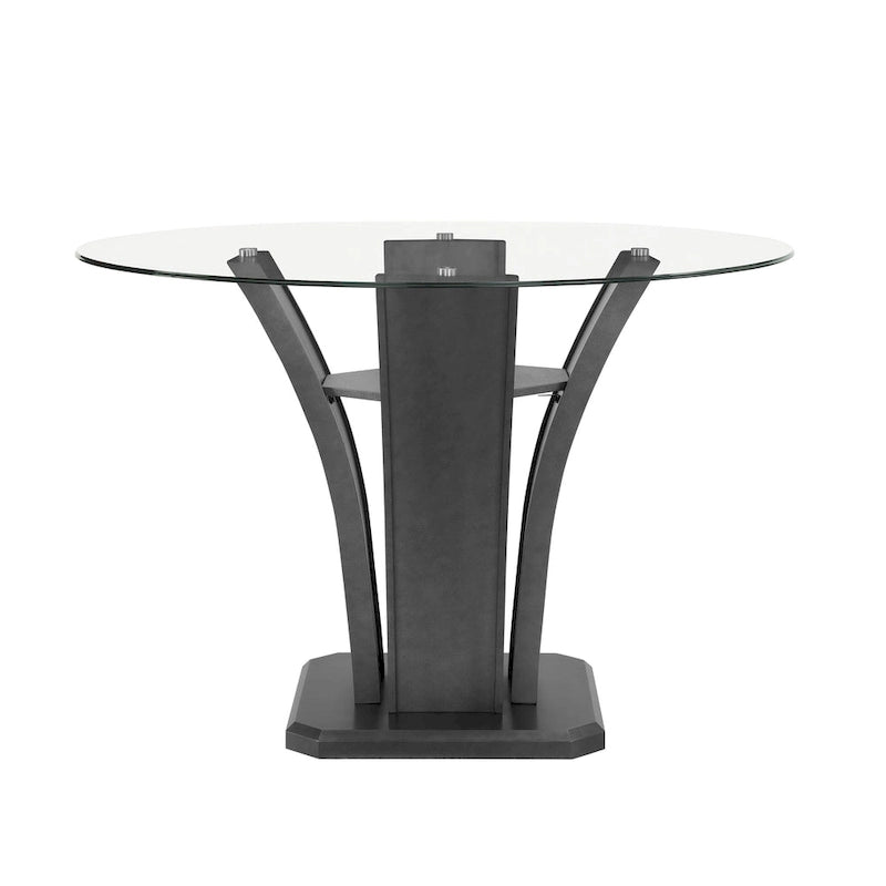 Janna Gray Modern Glass Round Counter Height Set