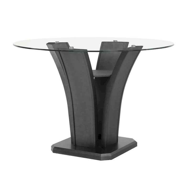 Janna Gray Modern Glass Round Counter Height Set
