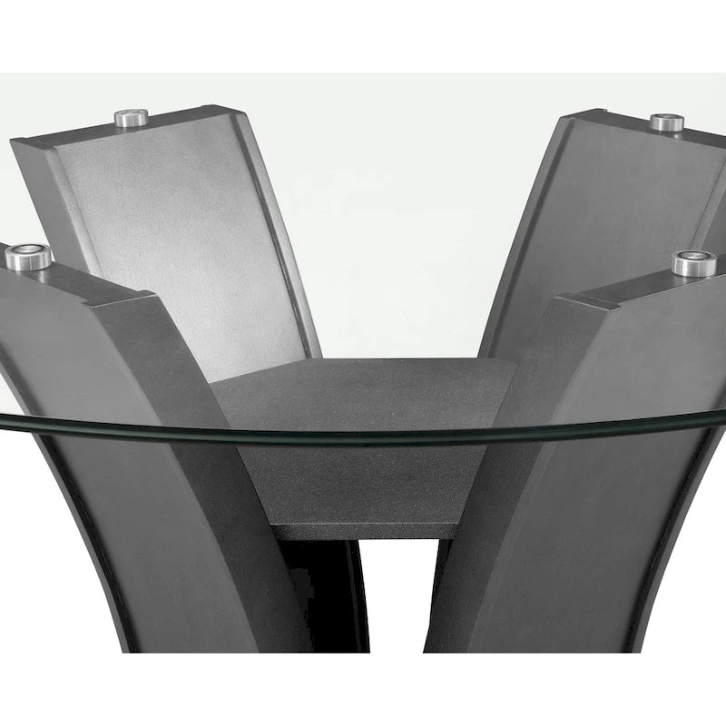 Janna Gray Modern Glass Round Counter Height Set