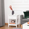 HOMCOM Modern Style Bedside End Table with Drawer and Storage Shelf for Bedroom, or Living Room - 19.75x13.75x23.5