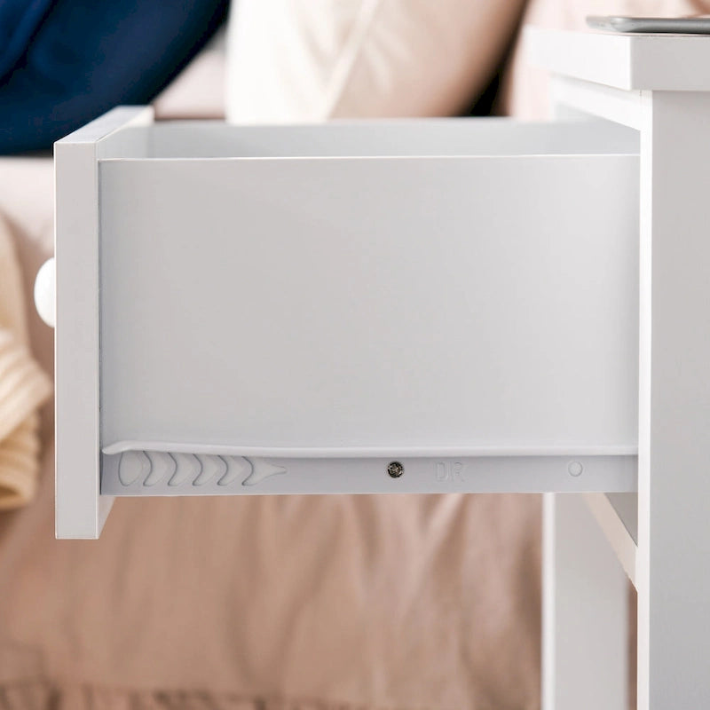 HOMCOM Modern Style Bedside End Table with Drawer and Storage Shelf for Bedroom, or Living Room - 19.75x13.75x23.5