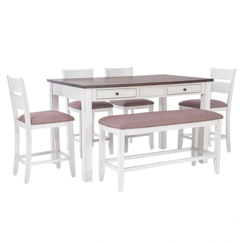 Set da pranzo Menard Wood a 6 pezzi, altezza bancone