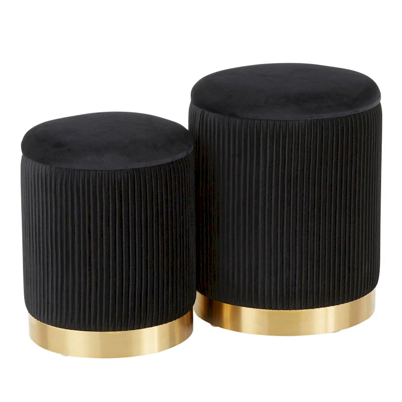 Set di pouf a incastro pieghettati contemporanei Corday Silver Orchid