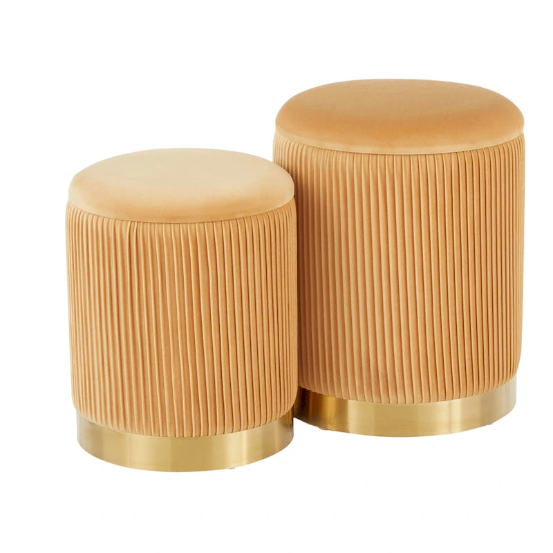 Set di pouf a incastro pieghettati contemporanei Corday Silver Orchid