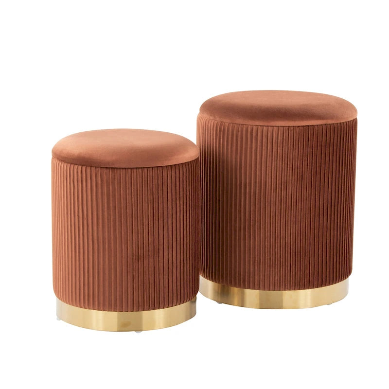 Set di pouf a incastro pieghettati contemporanei Corday Silver Orchid